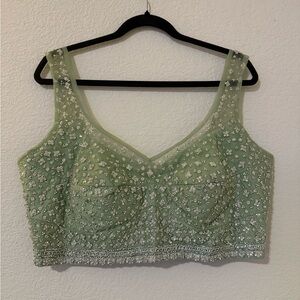 Elegant Mint Green Embellished Blouse